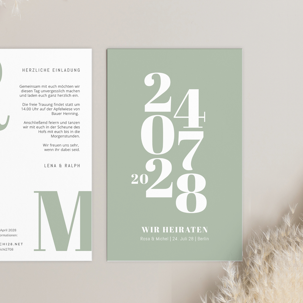 Hochzeitseinladung Datum Salbei Hochzeitseinladung Datum Salbei