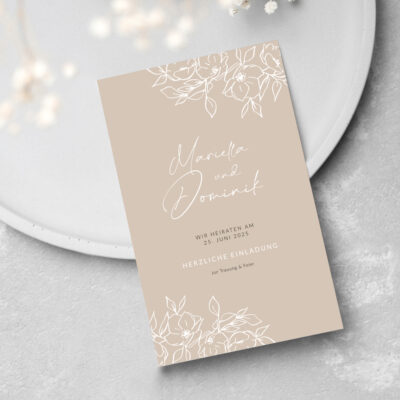 Hochzeitseinladungn Vintage Modern Blumen