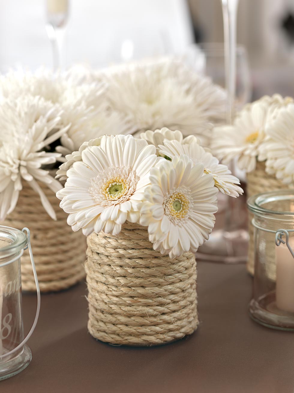 Gerbera Maritim DIY Vasen Seil Gerbera Maritim DIY Vasen Seil